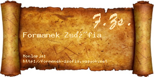 Formanek Zsófia névjegykártya